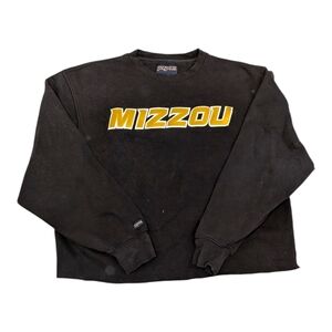 Vintage 90s Mizzou Sweatshirt Black Gold Cropped Missouri JanSport College Crew